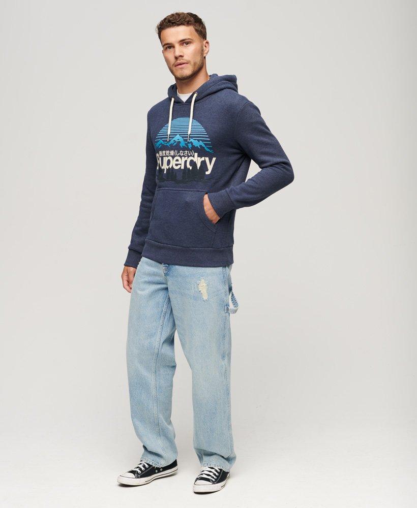 Superdry Great Outdoors Logo Print Hoodie in Blue for Men | Lyst