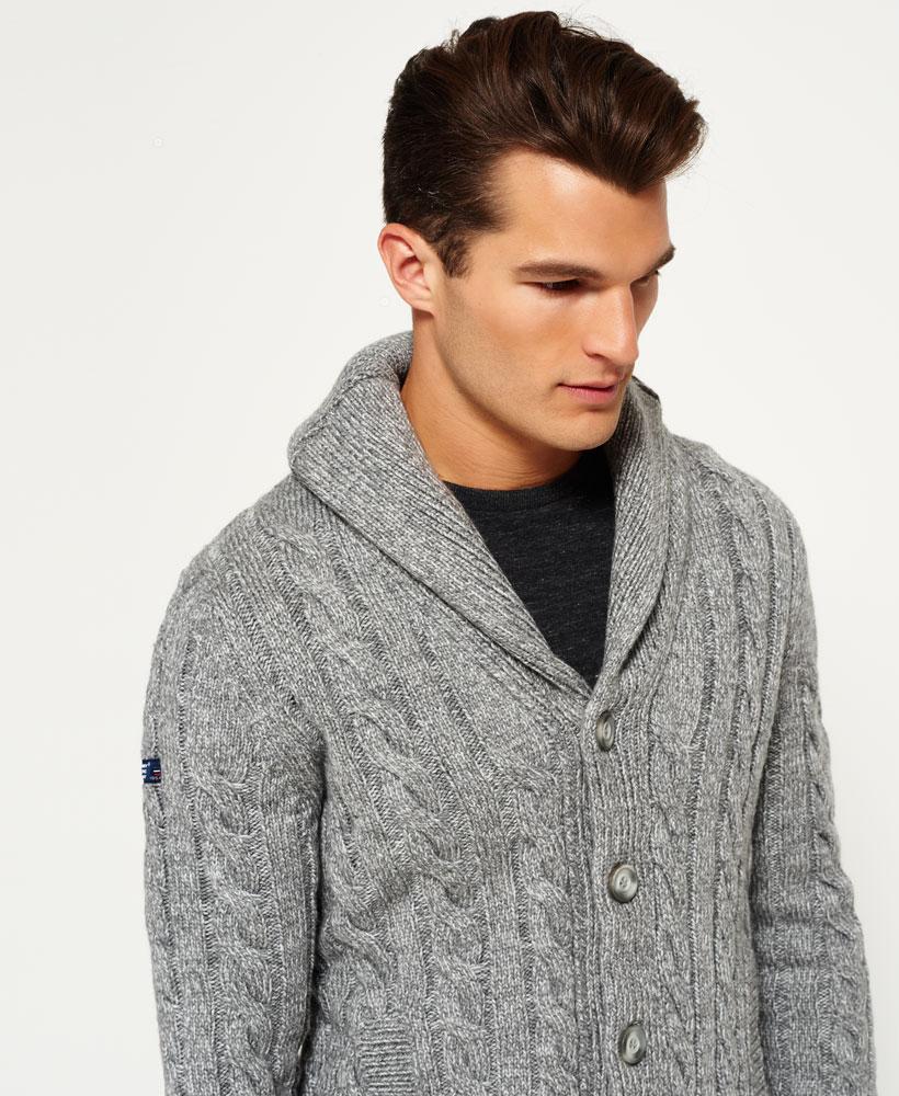 Superdry Leather Jacob Shawl Cardigan in Grey (Gray) for Men - Lyst