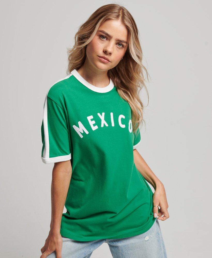 Superdry Women's Ringspun Football Mexico Matchday T-shirt Green / Oregon  Green