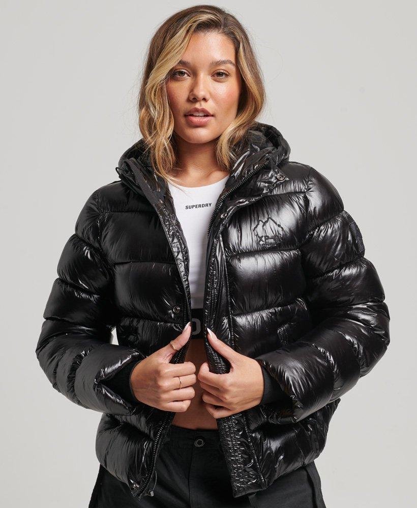 Superdry Hooded Shine Sports Puffer Jacket Black | Lyst