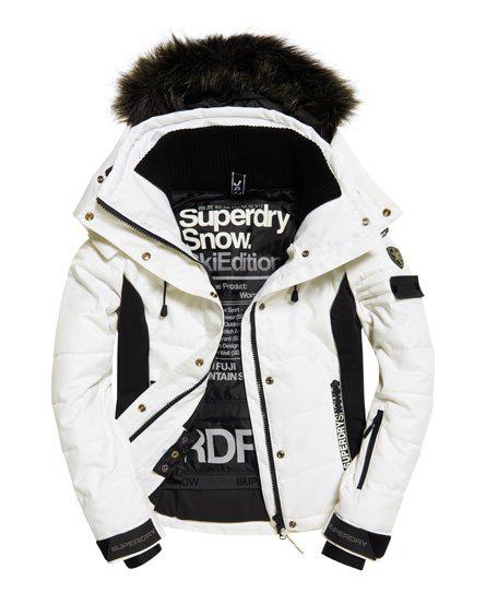 Superdry Fleece Snow Puffer Ski Jacket in White - Lyst