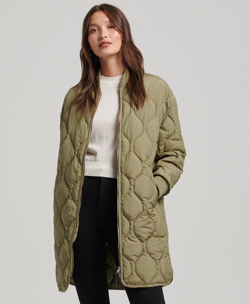 Superdry Longline Quilted Coat Green / Tornado Green | Lyst