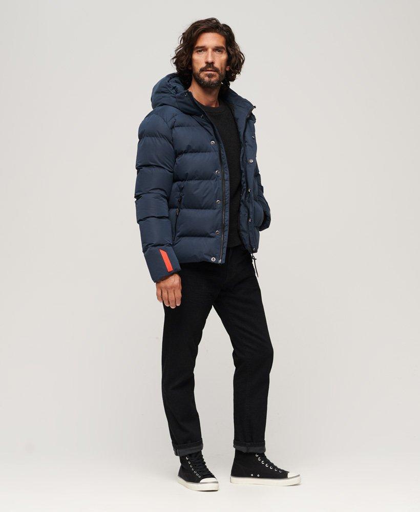 Superdry Hooded Microfibre Sports Puffer Jacket in Blue for Men | Lyst