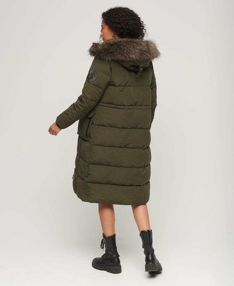 Superdry Longline Faux Fur Everest Coat in Natural Lyst