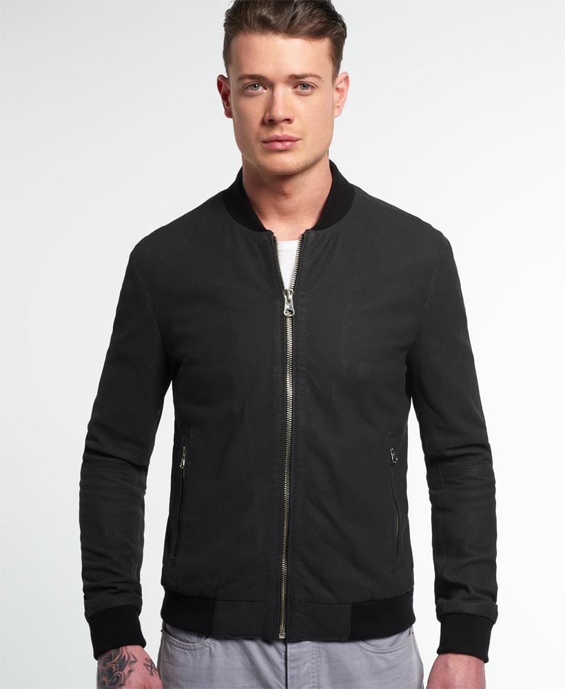 Superdry Premium Leather Bomber Jacket in Black for Men - Lyst