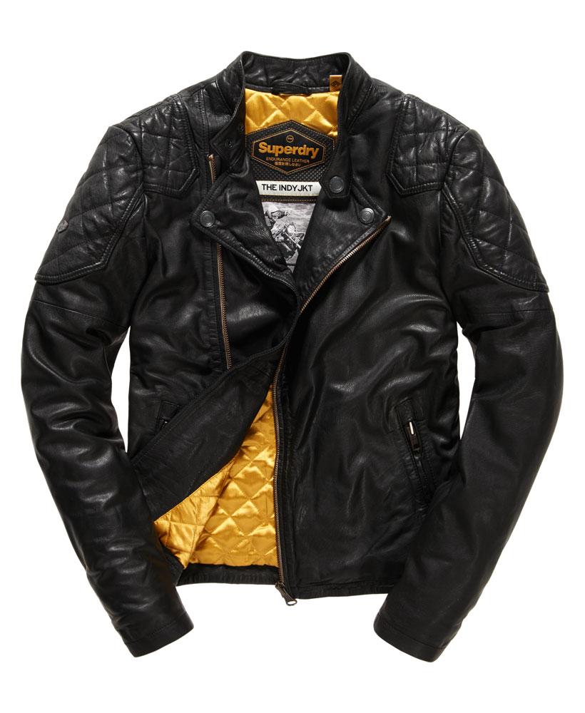 Superdry Endurance Indy Leather Jacket in Black for Men | Lyst