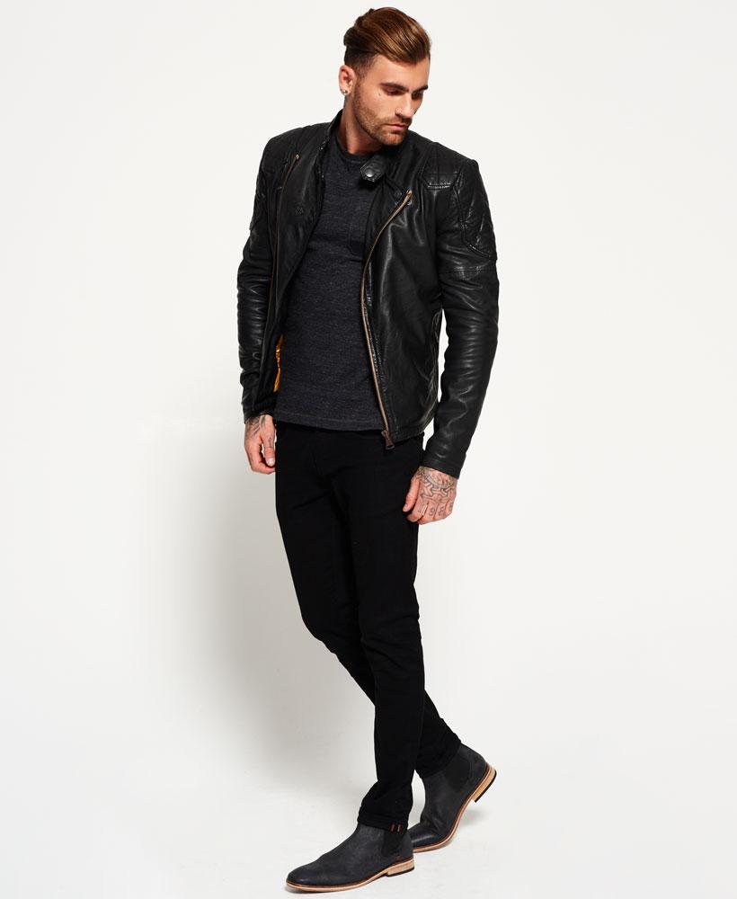 Superdry Endurance Indy Leather Jacket in Black for Men | Lyst