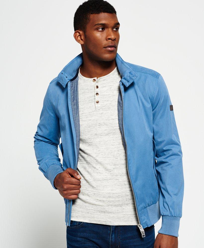 Superdry Leather Nordic Harrington Jacket in Blue for Men - Lyst