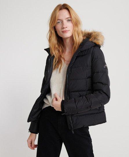 Superdry premium down short faux fur jacket Clearance
