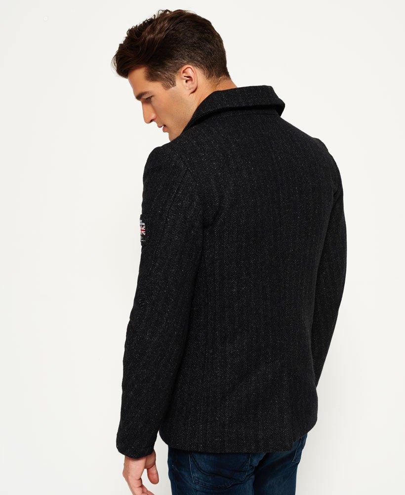 superdry mens rookie pea coat charcoal herringbone