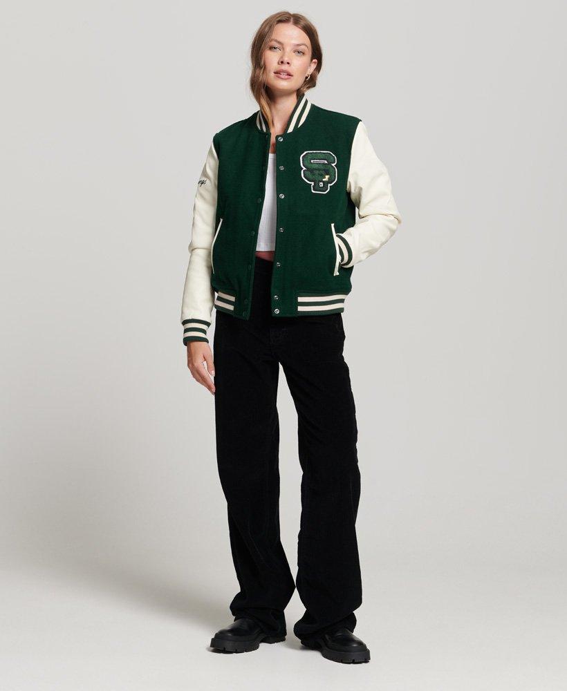 Superdry Varsity Patched Bomber Jacket in Green | Lyst