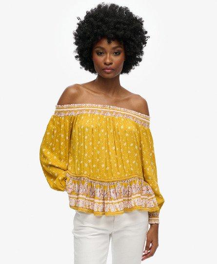 Yellow off shoulder blouse sale
