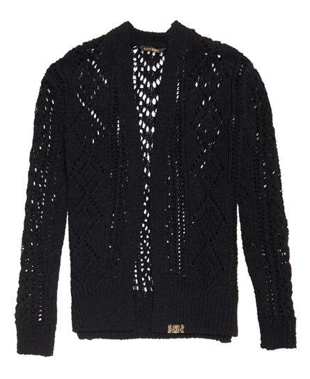 pointelle cardigan black