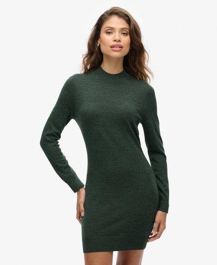 Superdry Lightweight Knitted Merino Knit Dress in Green | Lyst UK