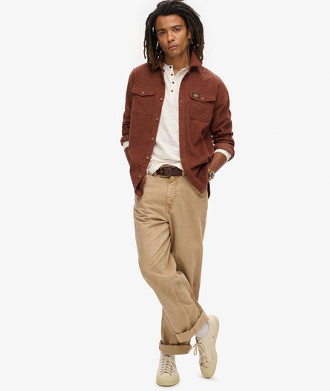 Superdry Slim Fit Long Sleeved Jersey Grandad Top in White for Men