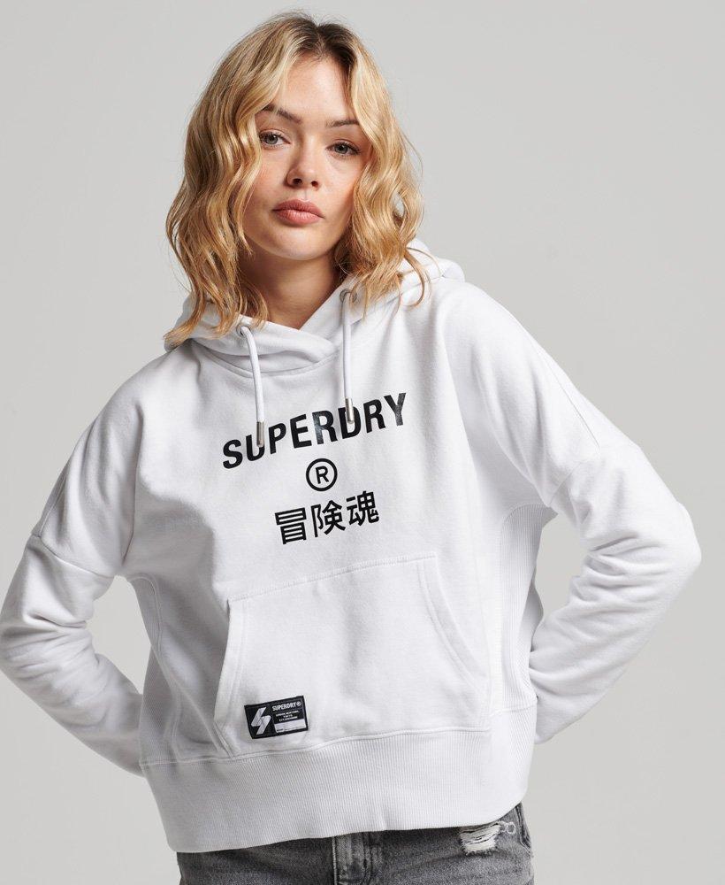 Superdry Independent Logo Foil Crop Hoodie White / Optic in Gray | Lyst