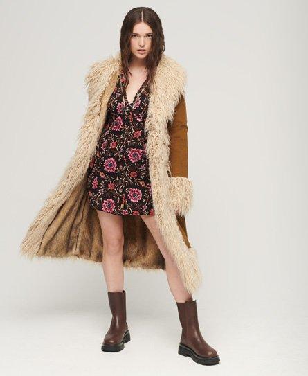 Lange winterjassen for dames, lange jas van imitatiesuède, trenchcoat