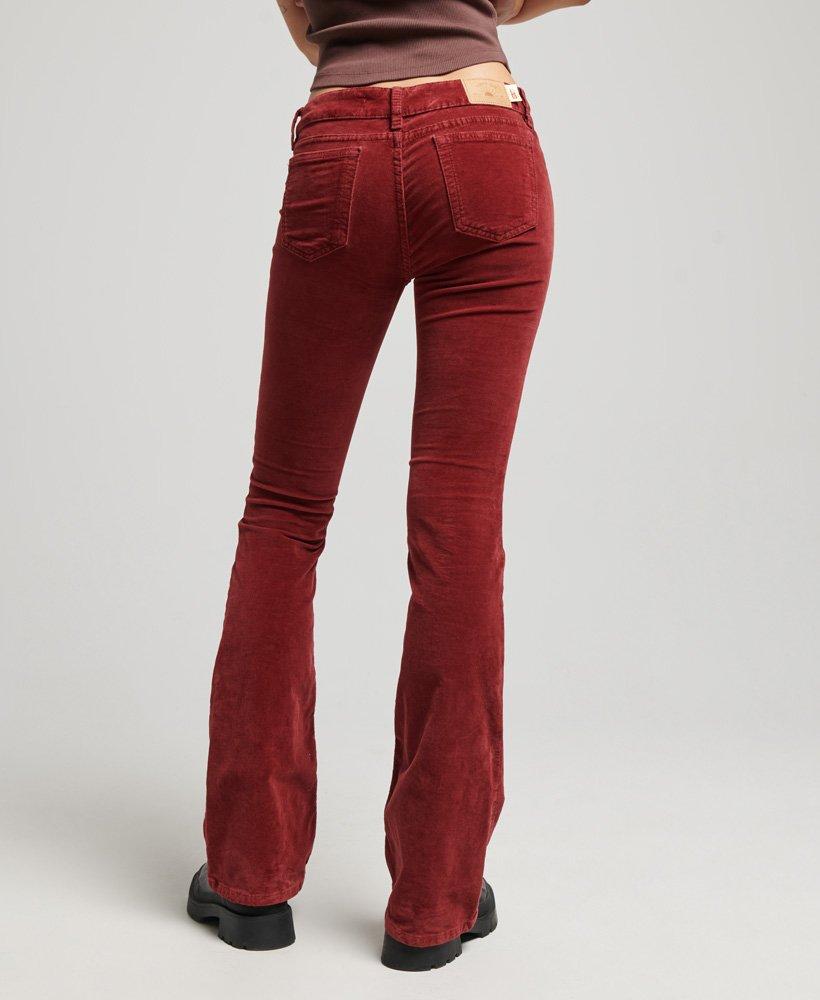 Superdry Low Rise Velvet Flare Jeans in Red | Lyst