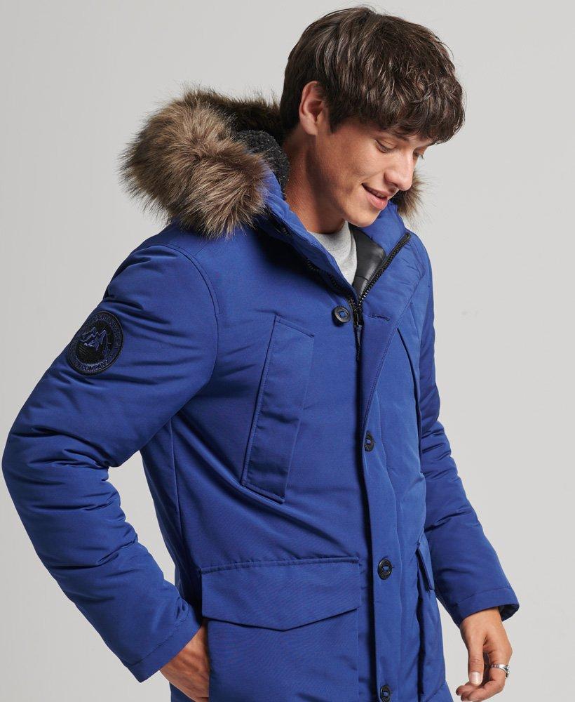 Superdry Hooded Everest Faux Fur Parka in Blue for Men | Lyst