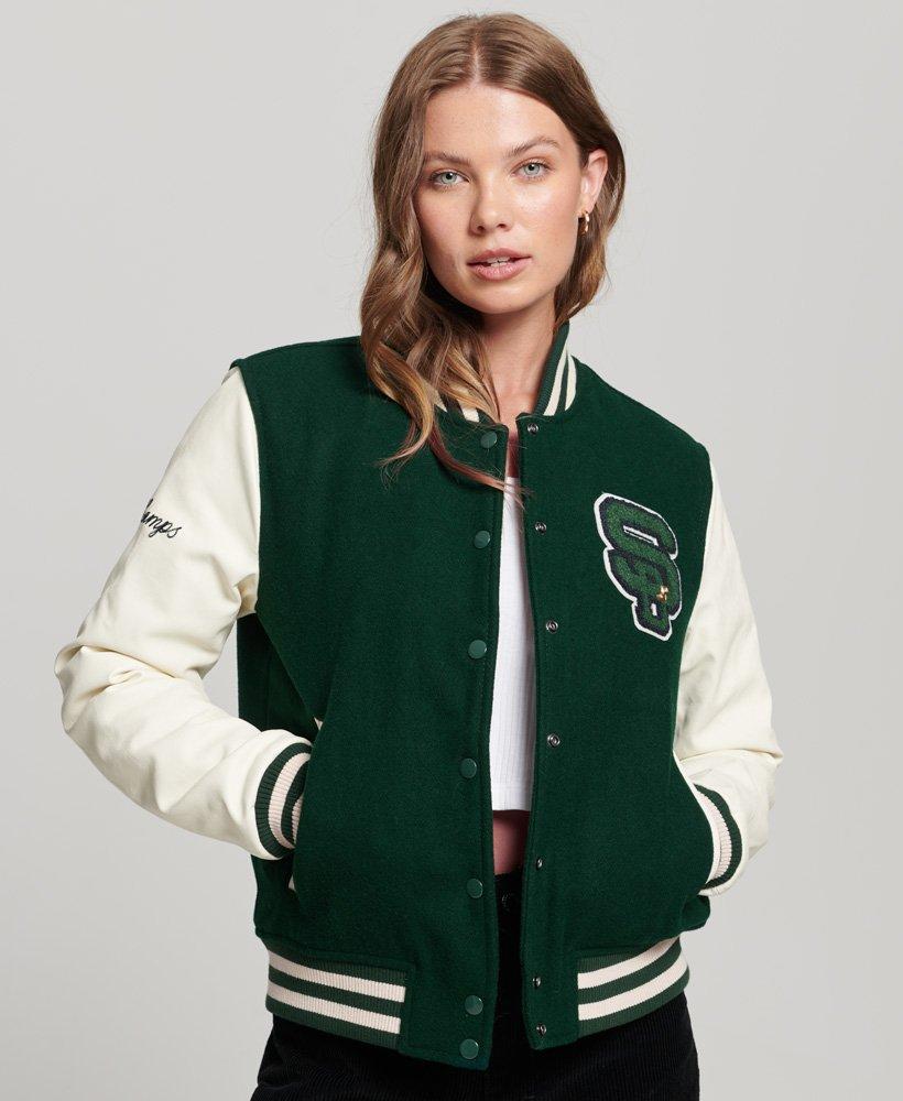 Superdry College Varsity Patched Bomber Jacket in Green for Men