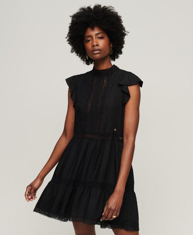 Superdry Studios Lace Mix Dress Black | Lyst