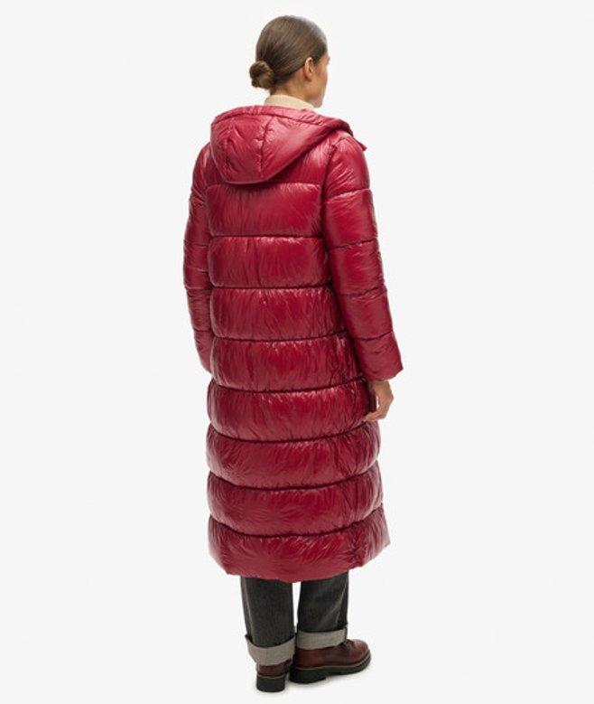 Long Maroon Down Coat Longline Puffer Burgundy Long Puffer