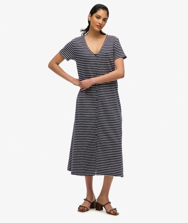 Superdry Cotton Short Sleeve Button Through Jersey Midi Dress in Blue | Lyst Superdry Cotton Short Sleeve Button Through Jersey Midi Dress in Blue | Lyst