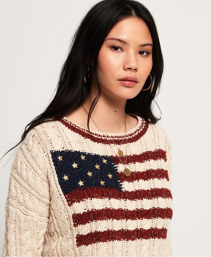 Superdry American Intarsia Knit Jumper White in Natural | Lyst