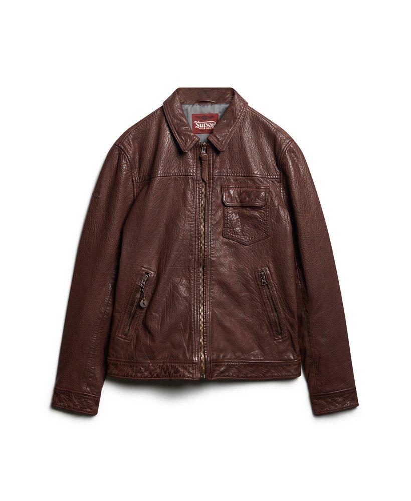 Superdry Fully Lined 70s Leather Jacket in Brown for Men | Lyst