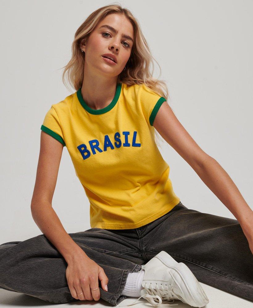 Superdry Ringspun Football Brazil Matchday Cap T-shirt Yellow / Springs  Yellow