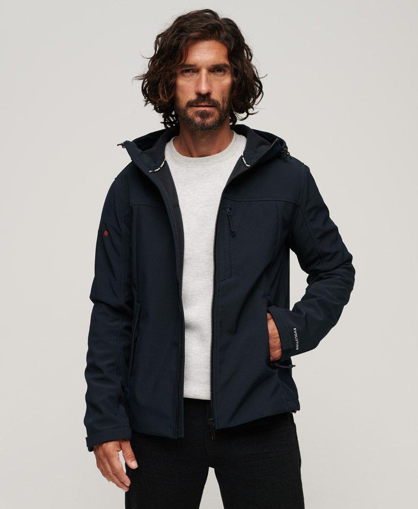 Superdry Fleece Lined Softshell Hooded Jacket in Blue for Men | Lyst
