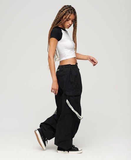 Superdry baggy Parachute Pants in White | Lyst