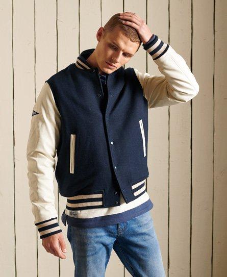 Superdry College Varsity Bomber Jacket in Blue for Men | Lyst