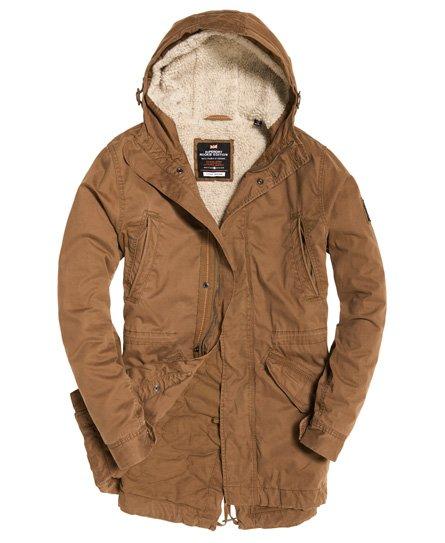 Superdry Fleece Military Parka Jacket in Brown for Men - Lyst