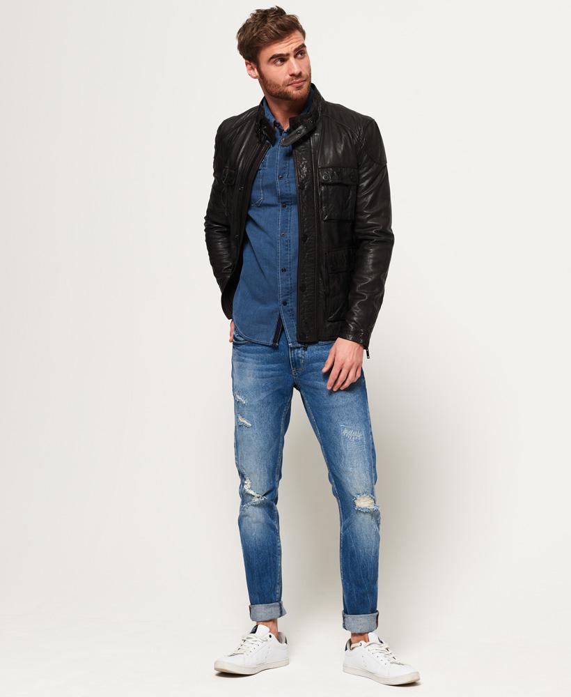 Superdry Leather Rotor Jacket in Brown for Men - Lyst