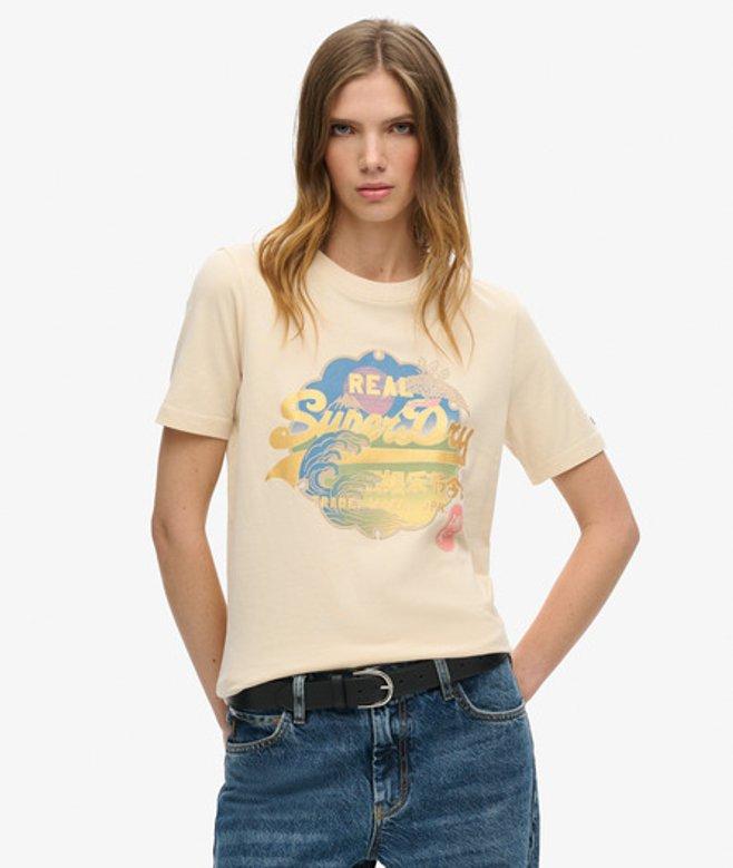 Superdry Damen T-Shirt Vl Itago Tee – Basic Print, Regular Fit