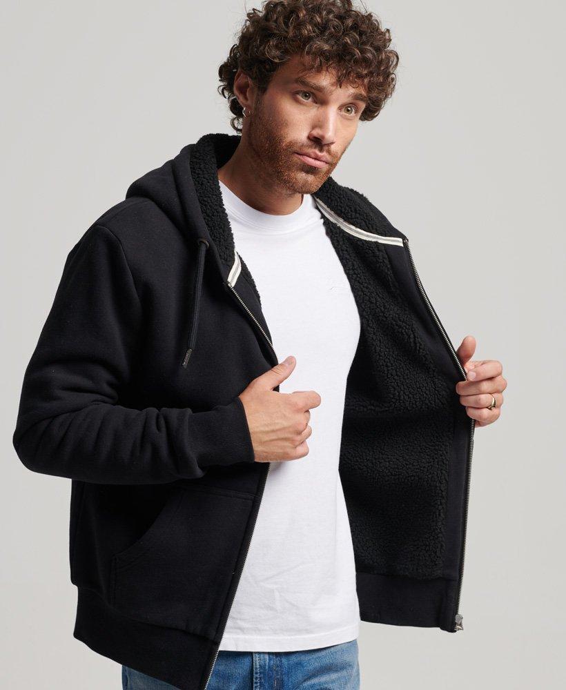 Superdry Essential Borg Lined Zip Hoodie Black for Men | Lyst UK