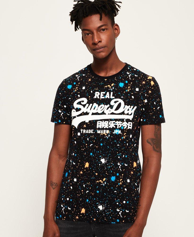 | Superdry Black Over Splatter All Men T-shirt Logo Print Lyst Vintage for