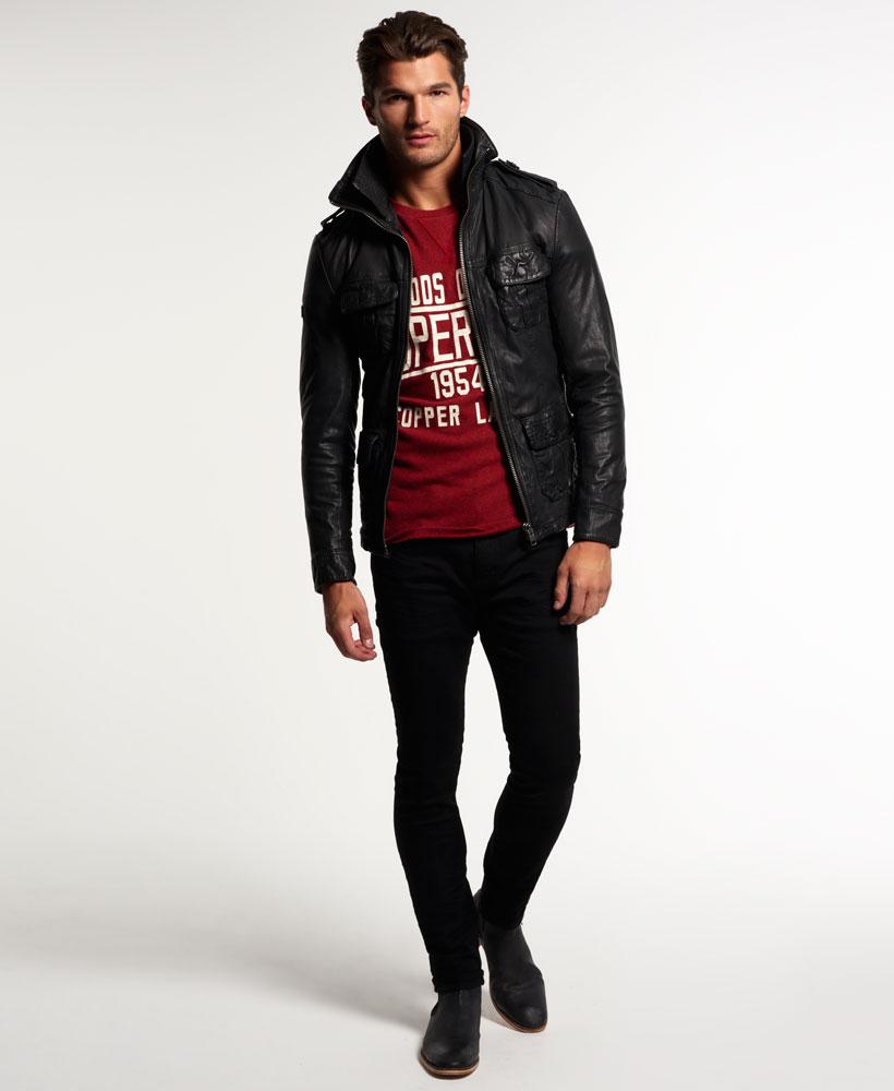 Superdry Brad Hero Leather Jacket in Black for Men - Lyst
