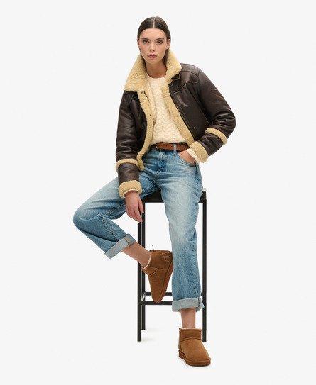 Superdry Suede Sherpa Mini Boots in Brown Lyst UK
