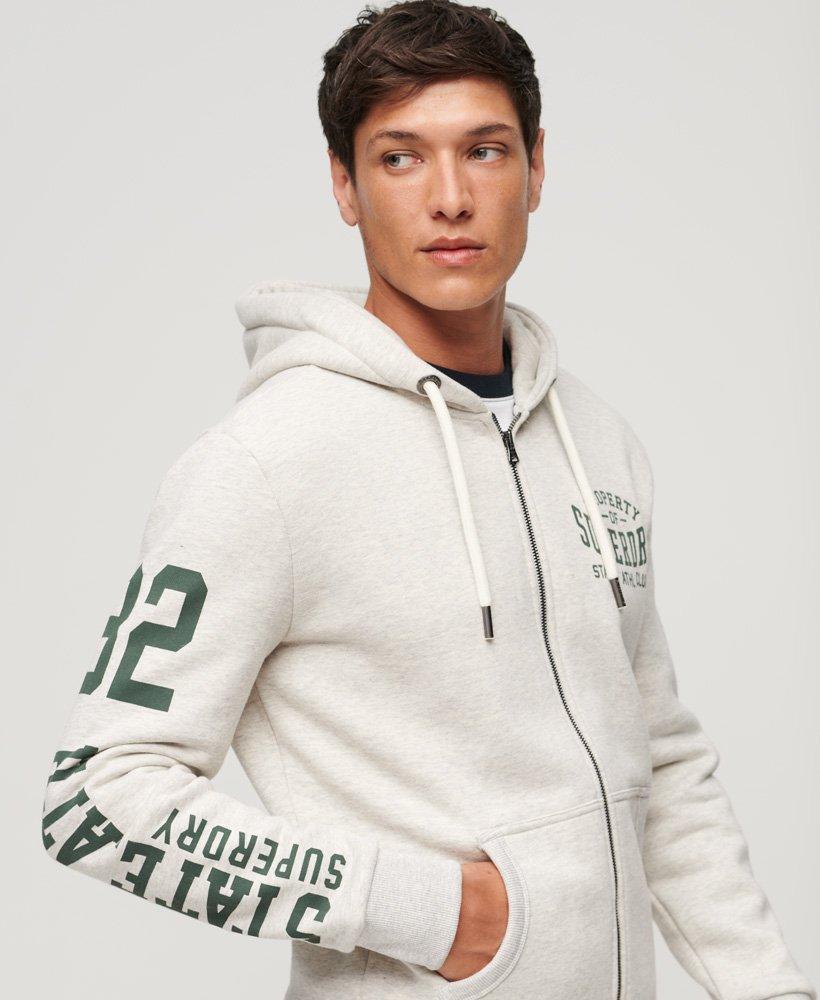 Superdry Athletic College Graphic Zip Hoodie in White for Men | Lyst