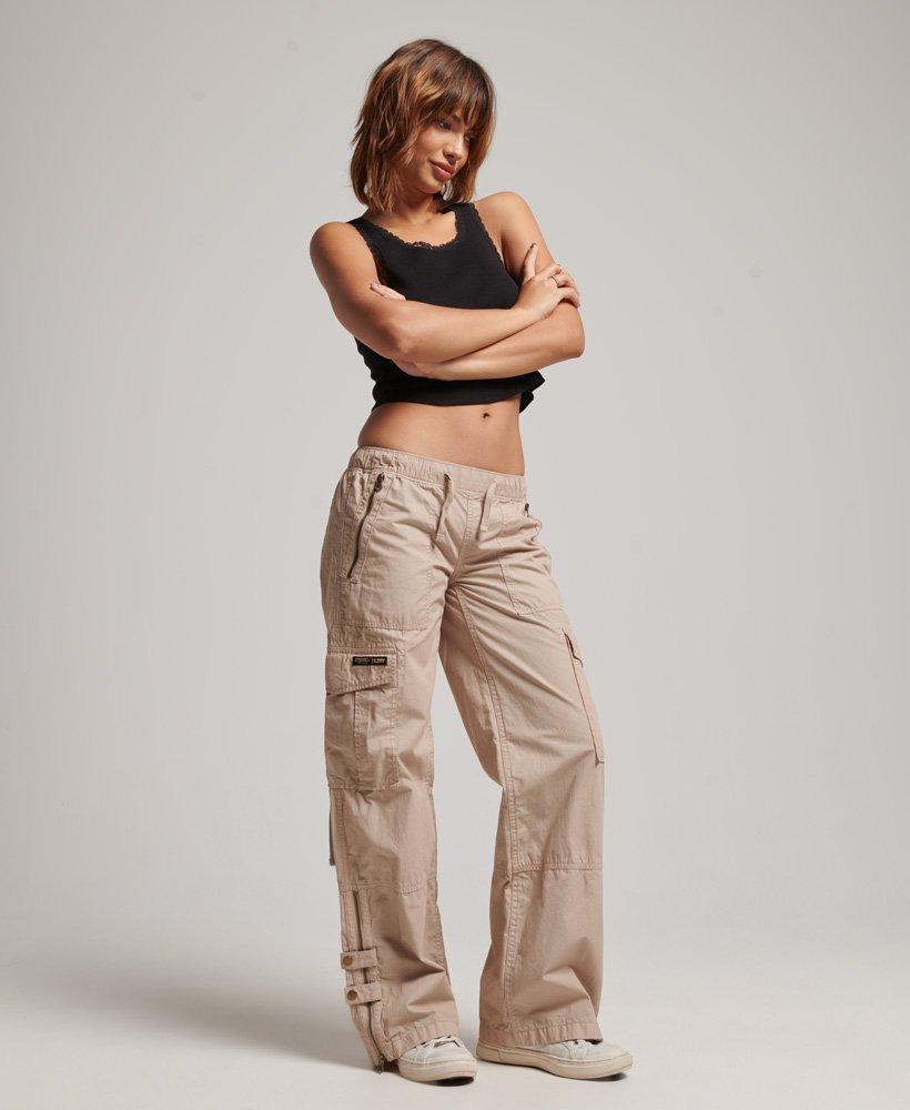 Superdry Low Rise Wide Leg Cargo Pants Cream / Stone Wash in Natural | Lyst