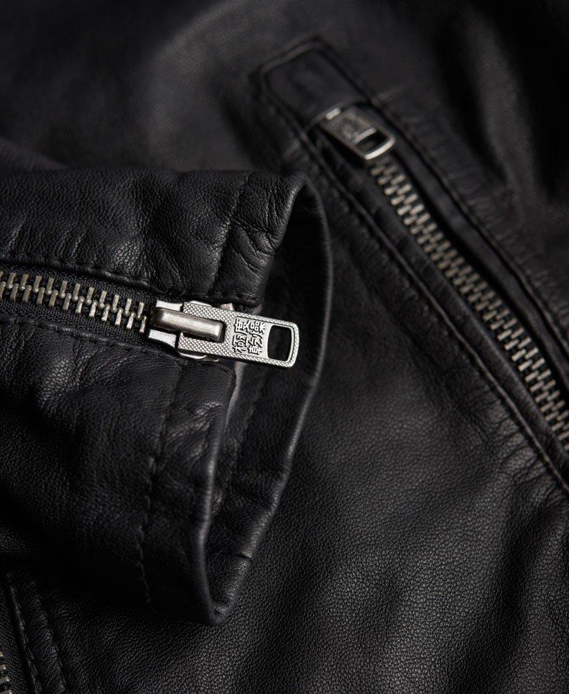 Superdry Real Hero Leather Biker Jacket In Black For Men Lyst