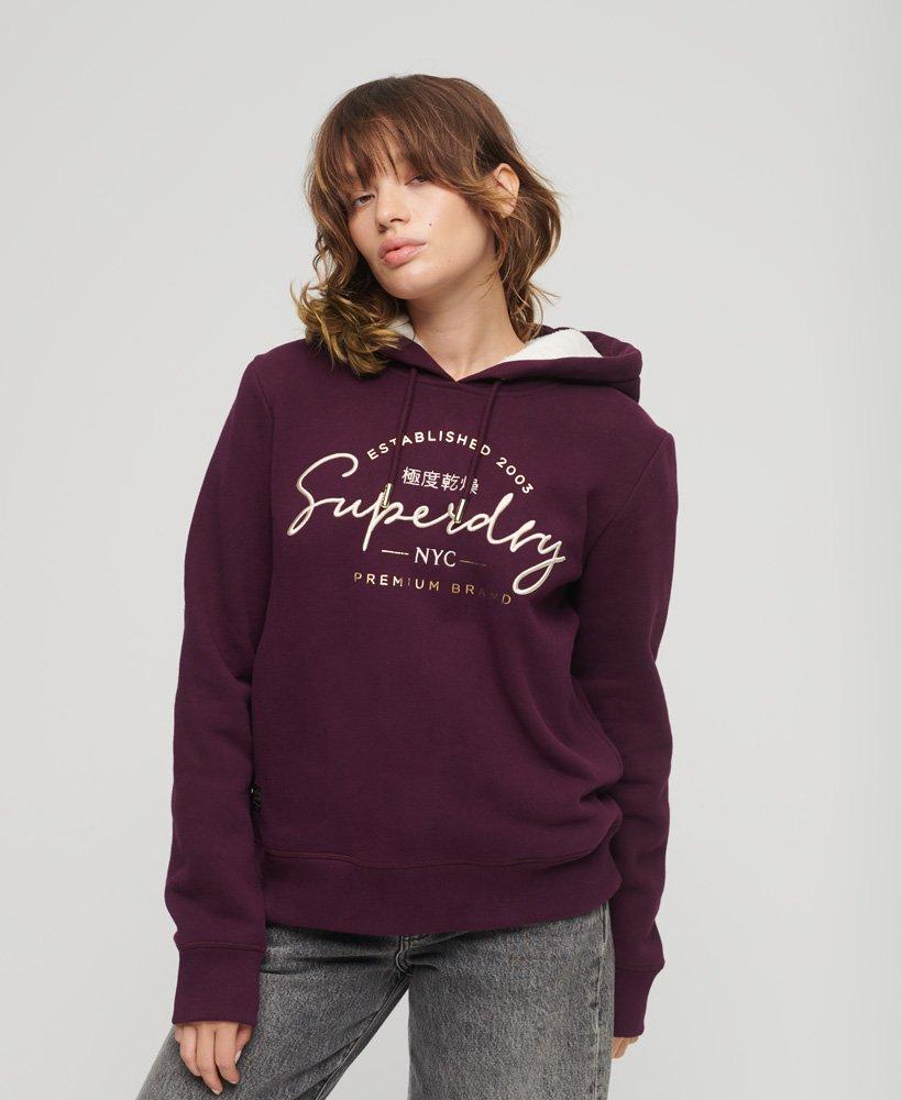 Superdry Luxe Metallic Logo Hoodie in Purple | Lyst
