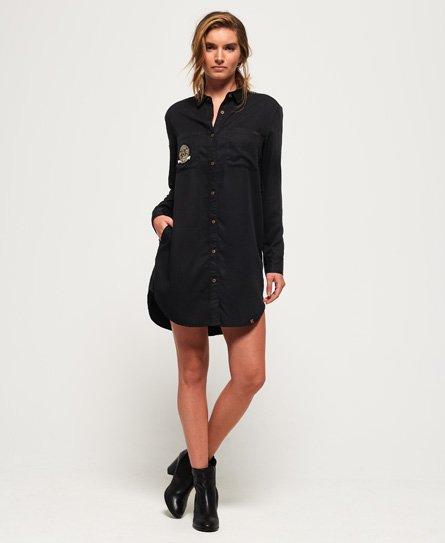 Superdry Leather Cora Military Shirt Dress in Black - Lyst