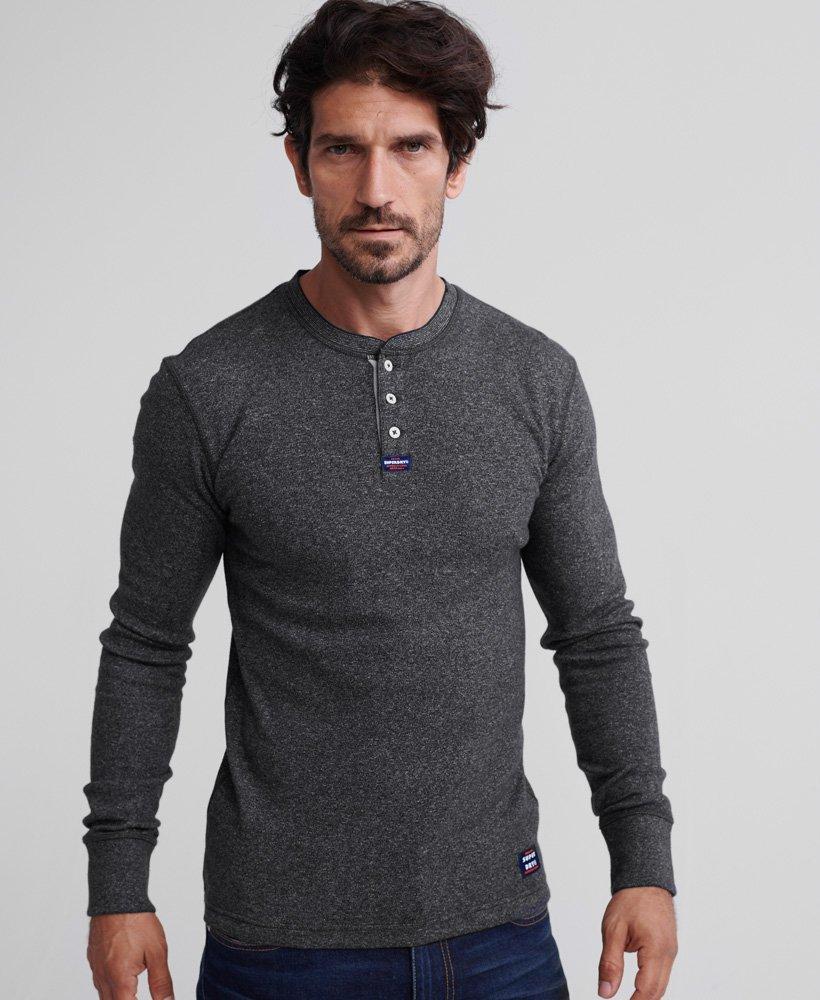 Superdry Long Sleeve Men/'s Heritage Grandad Ls Top Finn Red Grit