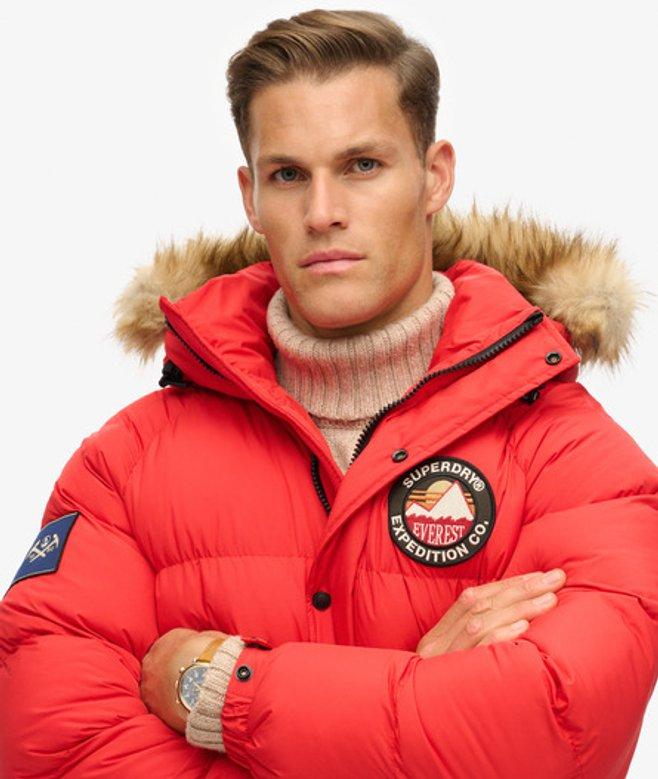 Superdry Everest Longline Baffled Parka Jacket in Red for Men
