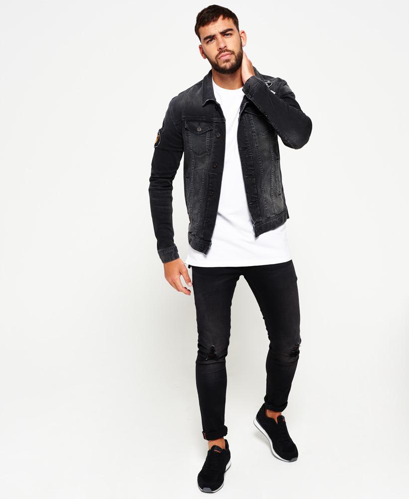 rogue patch trucker denim jacket