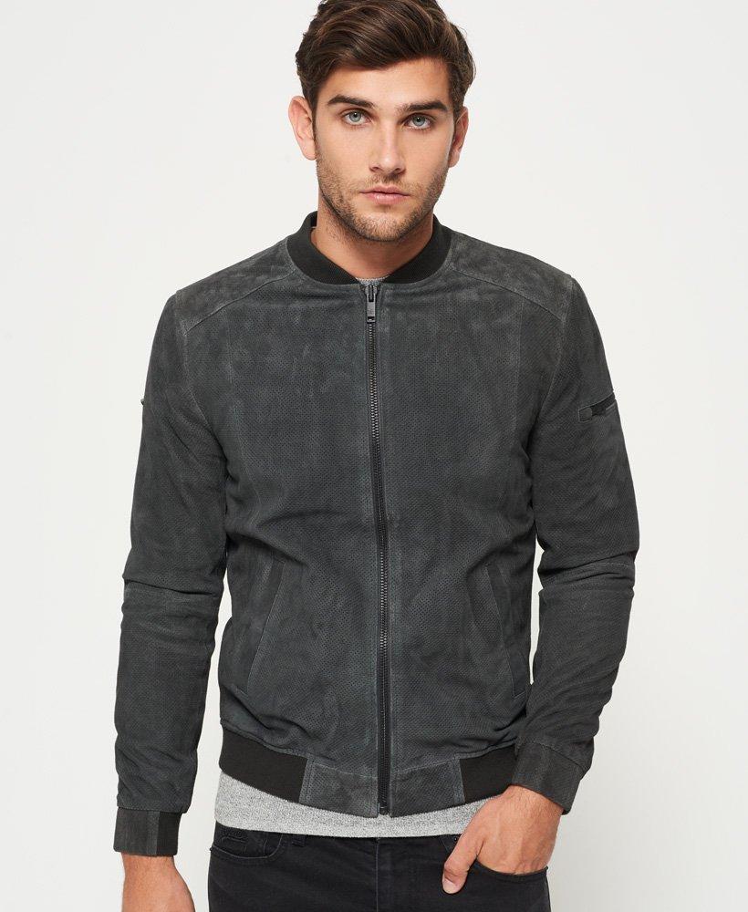 Superdry Ryan Sports Suede Bomber Jacket in Dark Grey (Gray) for Men Lyst