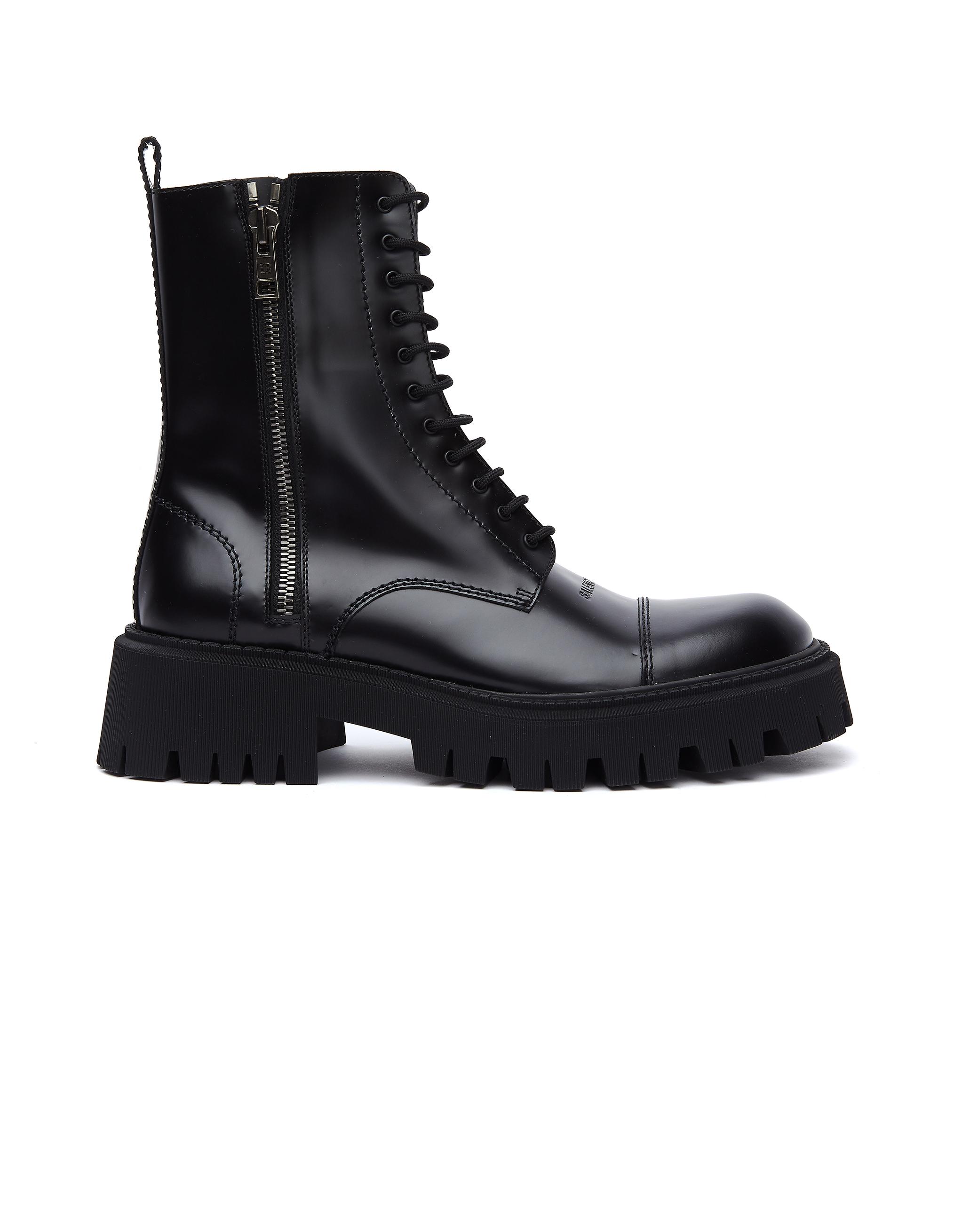 Balenciaga Tractor Boots In Black Leather for Men - Lyst